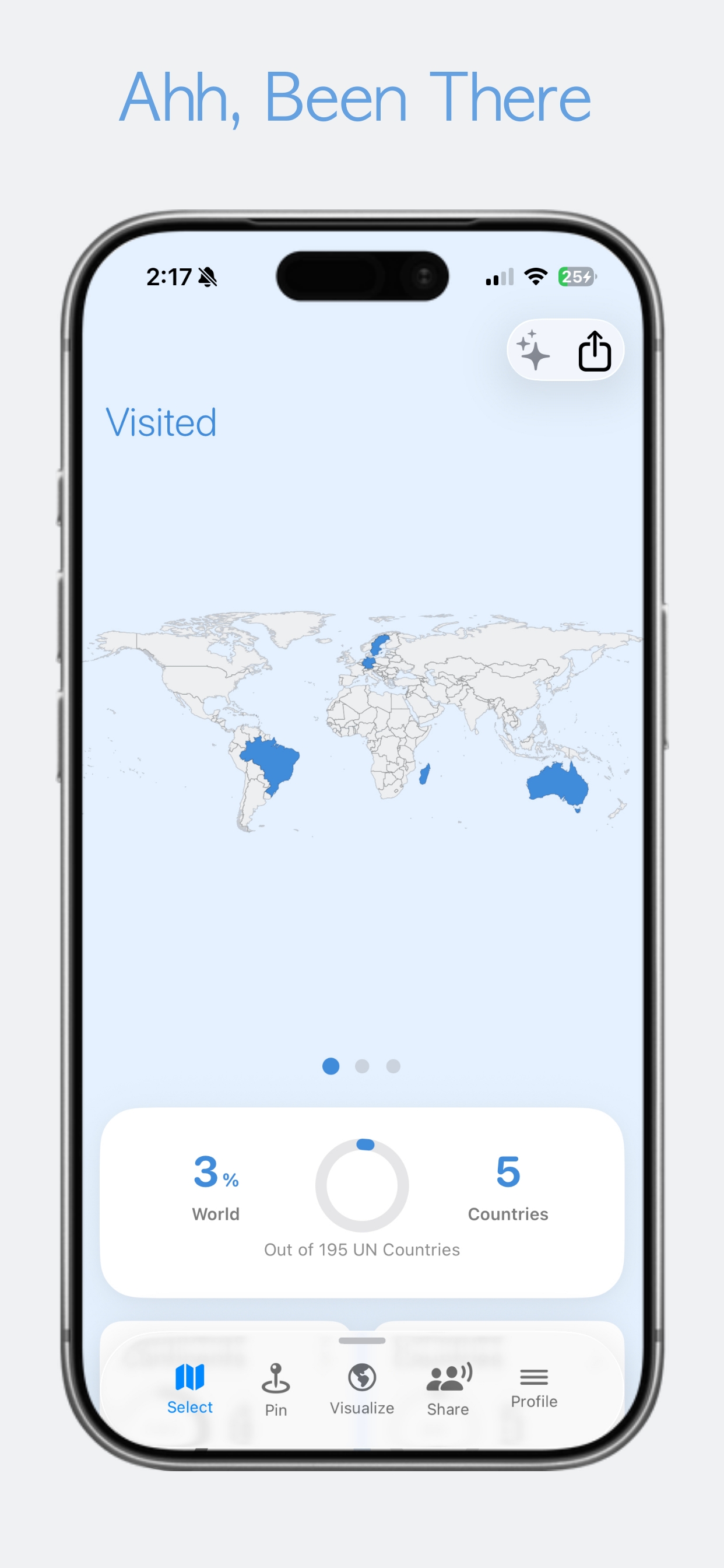 Track visited countries
